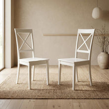 Solid Wood Farmhouse Dining Chairs with X-Back for Dining Room, Set of 2