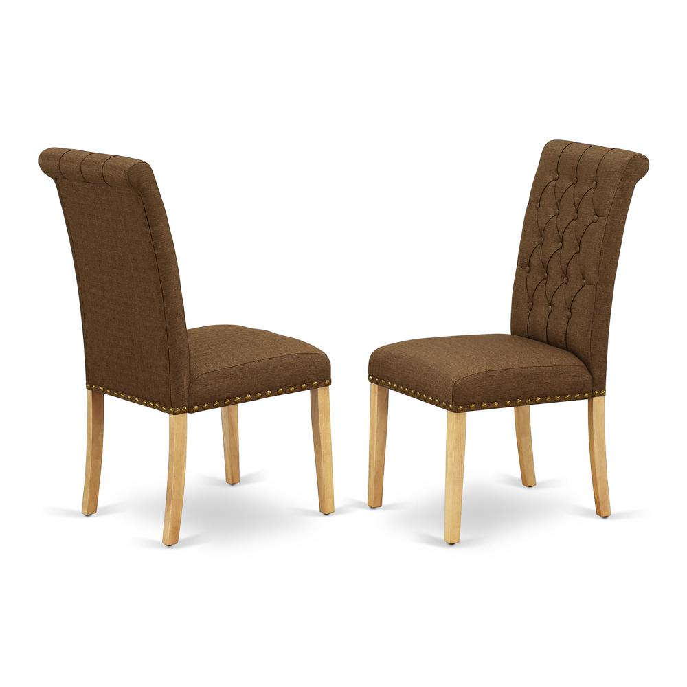 East West Furniture - ESBR3-OAK-18 - 3-Pc Dining Room Table Set - 2 Mid Century Dining Chairs and 1 Dining Table (Oak Finish)