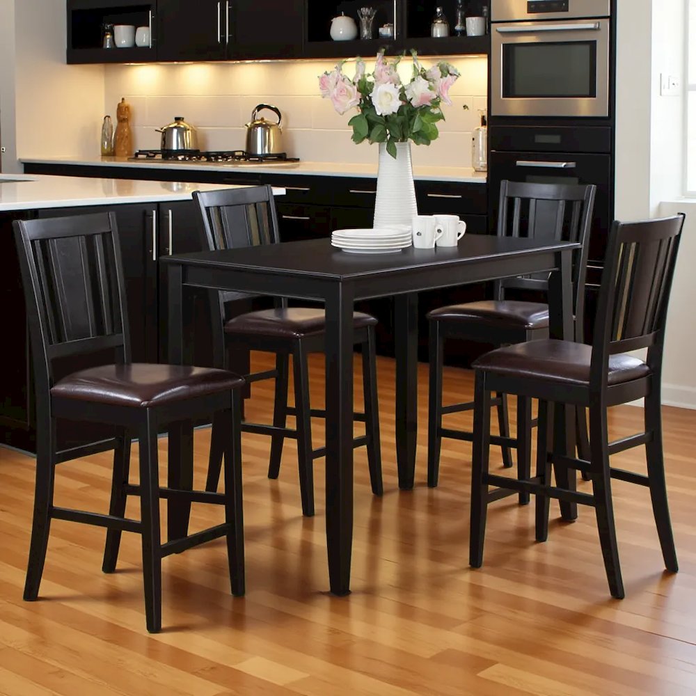 Elegant Counter Height Dining Table Set for 4 with Chairs – Black