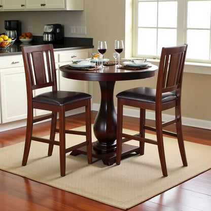 Elegant Wooden Bar Stools – Counter Height Chairs with Back, Set of 2
