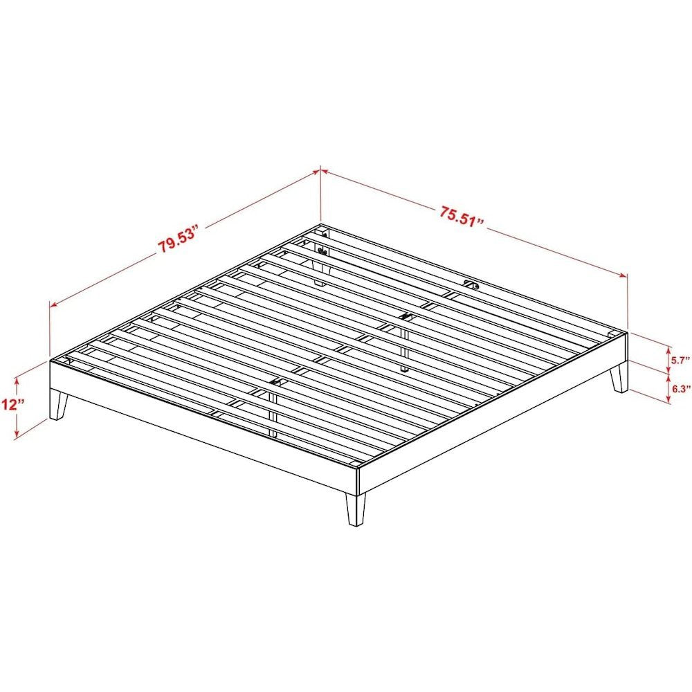 East West Furniture King Size Platform Bed Frame with 4 Hardwood Legs and 2 Extra Center Legs - Walnut Finish