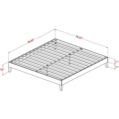 East West Furniture King Size Platform Bed Frame with 4 Hardwood Legs and 2 Extra Center Legs - Walnut Finish