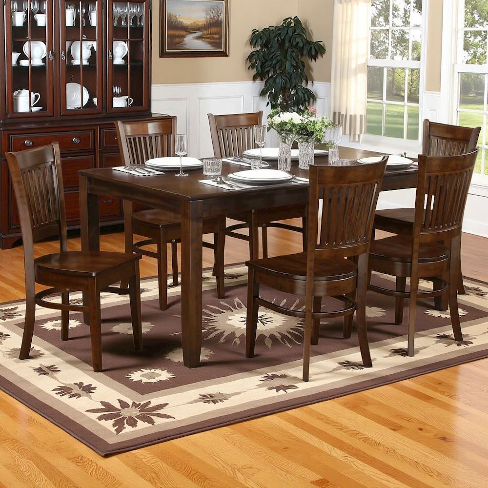 Espresso Kitchen Table and Chairs Set, 7 Pc Dining Table Set for 6