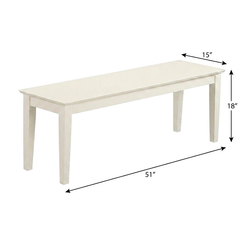 Wooden Dining Bench with Linen-Upholstered Seat for Bedroom or Entryway, White