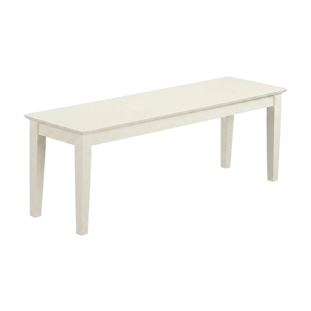 Wooden Dining Bench with Linen-Upholstered Seat for Bedroom or Entryway, White