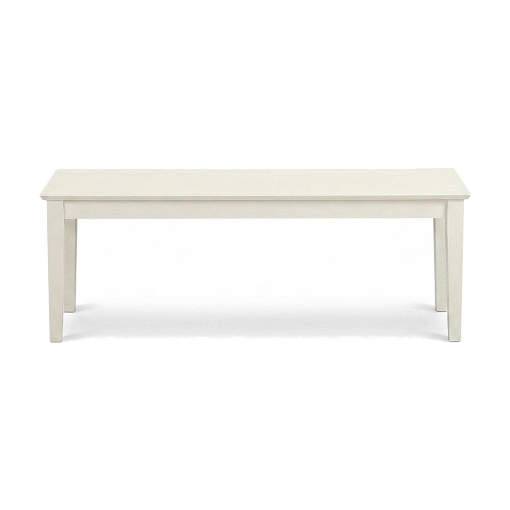 Wooden Dining Bench with Linen-Upholstered Seat for Bedroom or Entryway, White