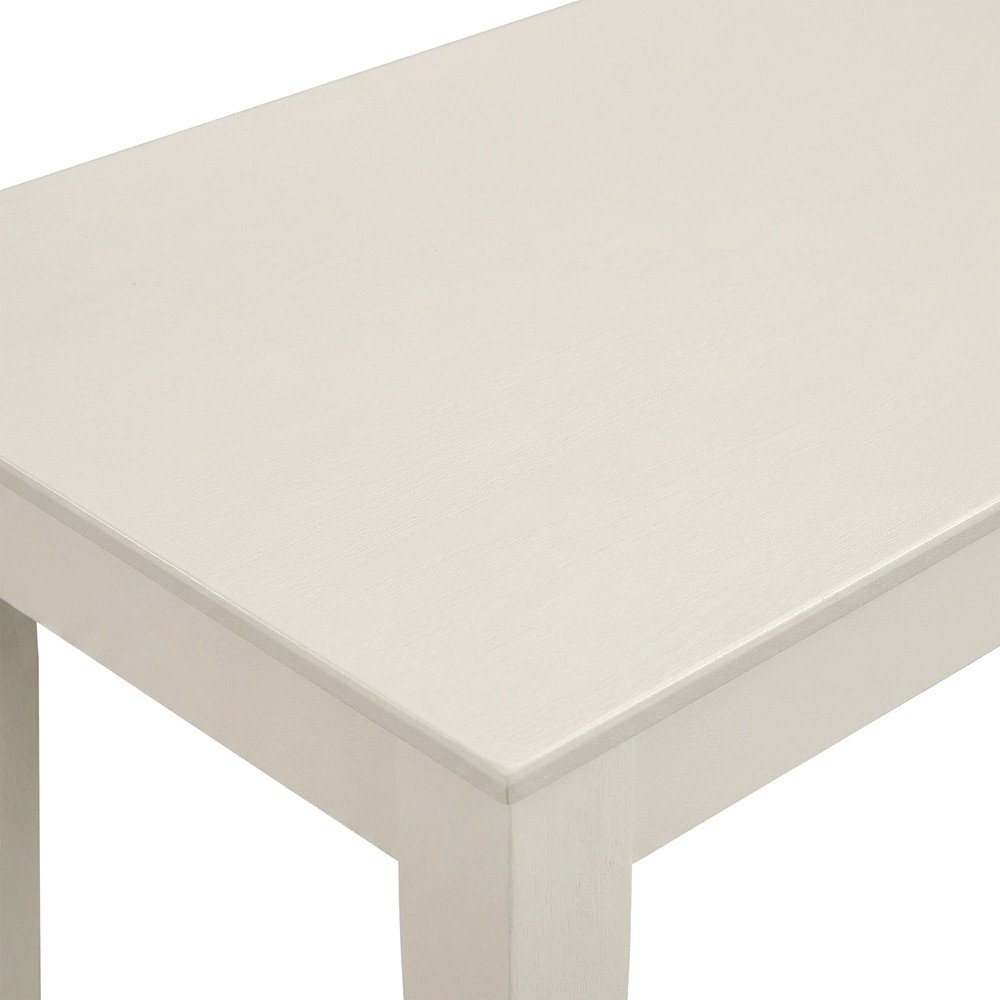 Wooden Dining Bench with Linen-Upholstered Seat for Bedroom or Entryway, White