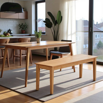 Elegant Solid Wood Dining Table Bench – Sturdy Oak Wooden Bench