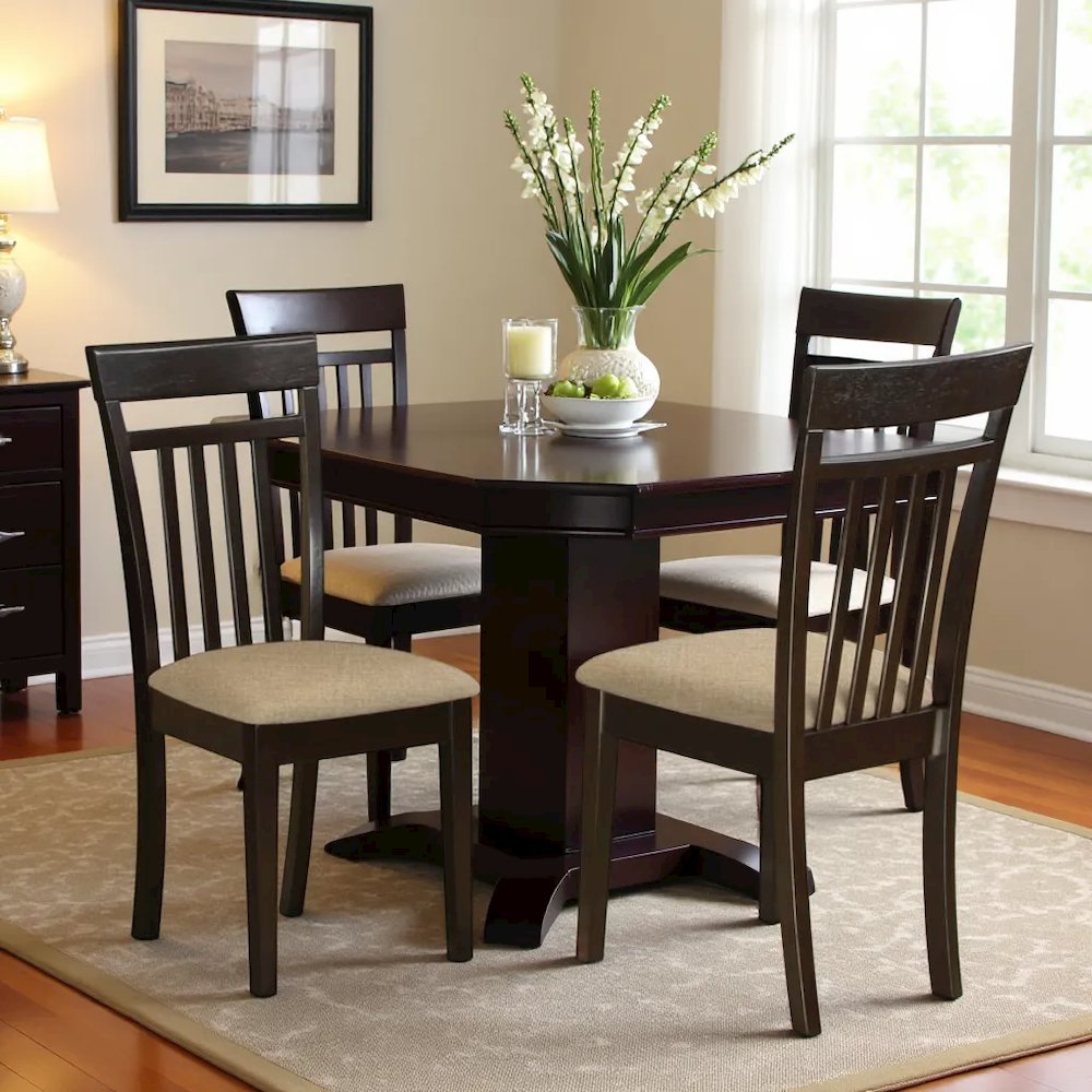 Elegant Slat Back Dining Chairs – Wooden Kitchen Chairs, Set of 2