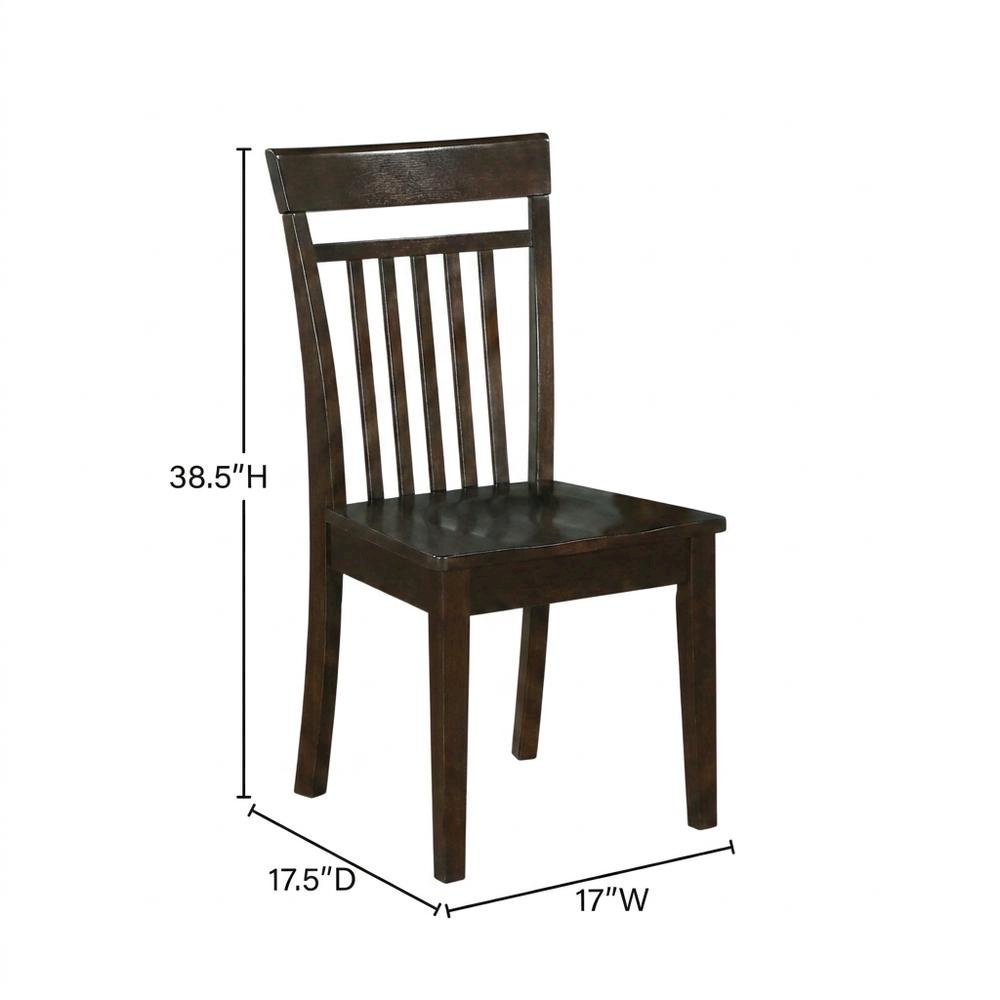 Solid Wood Slat-Back Dining Chairs with Wood Seat for Dining Room, Set of 2