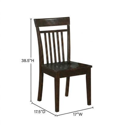 Solid Wood Slat-Back Dining Chairs with Wood Seat for Dining Room, Set of 2