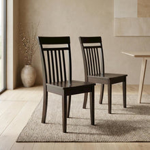 Solid Wood Slat-Back Dining Chairs with Wood Seat for Dining Room, Set of 2