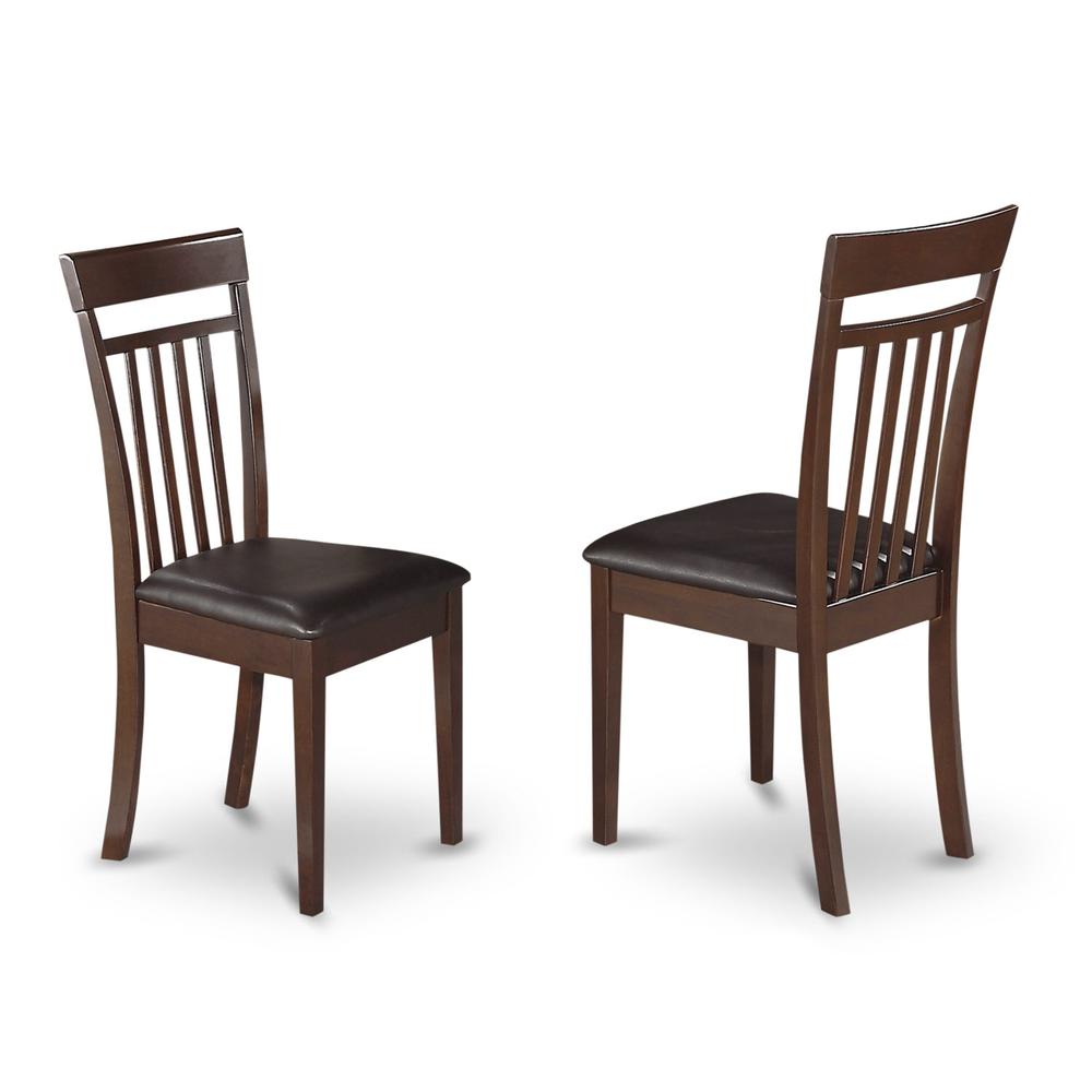 East West Furniture - ESCA3-MAH-LC - 3-Pc Kitchen Dining Set - 1 Kitchen Dining Table and 2 Dining Room Chairs (Mahogany Finish)