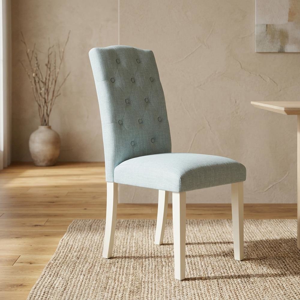 Linen Upholstered Parsons Dining Chair with High-Back for Kitchen Table, Set of 2