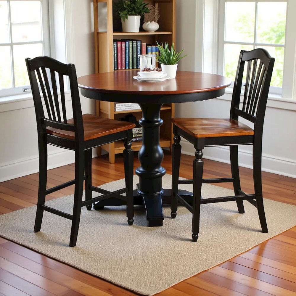 Elegant Counter Height Chairs – Wooden Bar Stools with Backs, Set of 2
