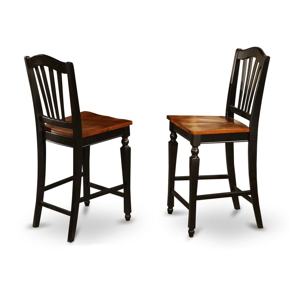 Elegant Counter Height Chairs – Wooden Bar Stools with Backs, Set of 2