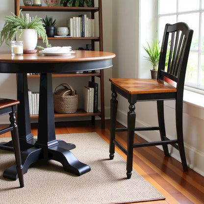 Elegant Counter Height Chairs – Wooden Bar Stools with Backs, Set of 2