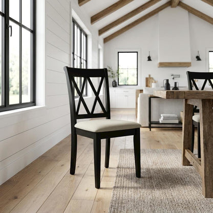 Upholstered Parsons Dining Chair with High Back for Dining Room, Black, Set of 2