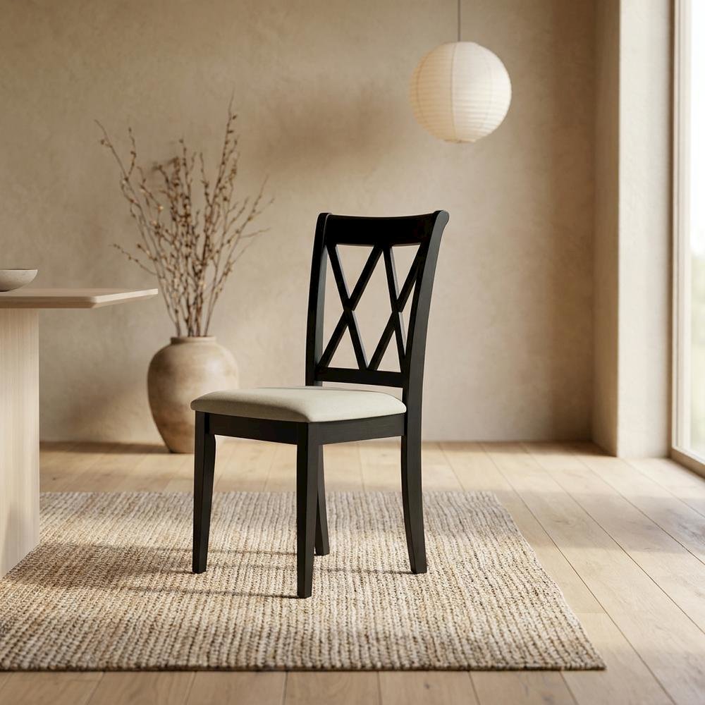 Upholstered Parsons Dining Chair with High Back for Dining Room, Black, Set of 2