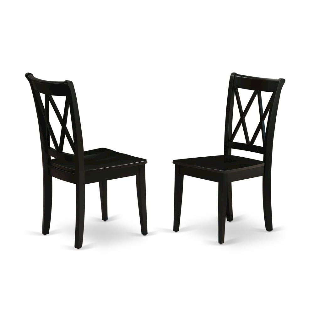 Solid Wood Dining Chairs with Double Cross Back, Black, Set of 2