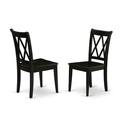 Solid Wood Dining Chairs with Double Cross Back, Black, Set of 2