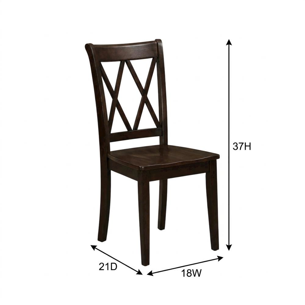 Solid Wood Dining Chairs with Double Cross Back, Black, Set of 2