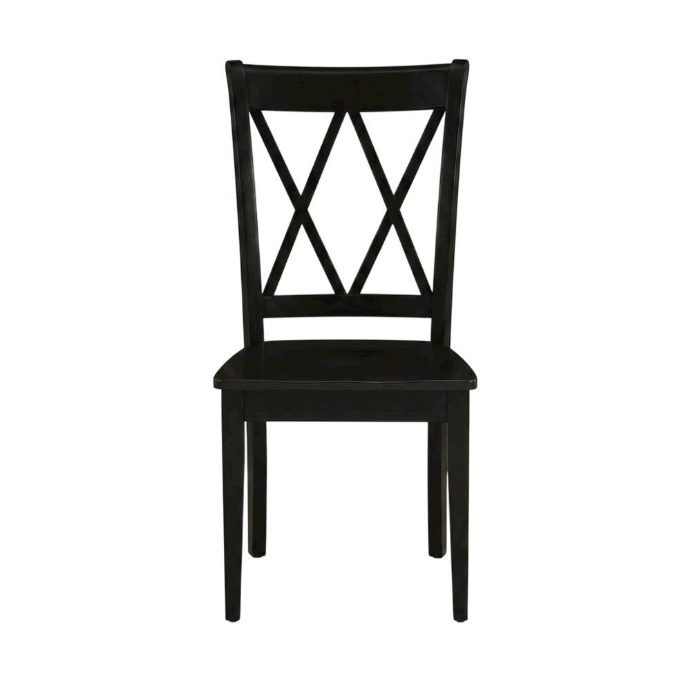 Solid Wood Dining Chairs with Double Cross Back, Black, Set of 2