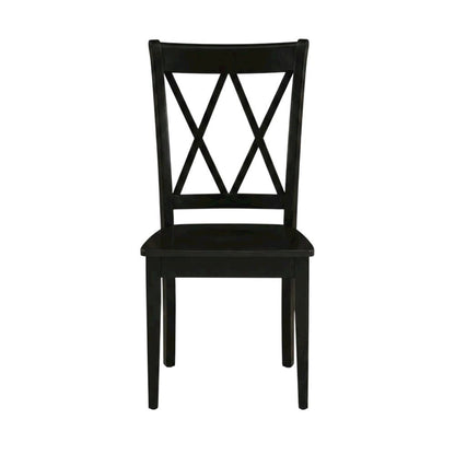 Solid Wood Dining Chairs with Double Cross Back, Black, Set of 2