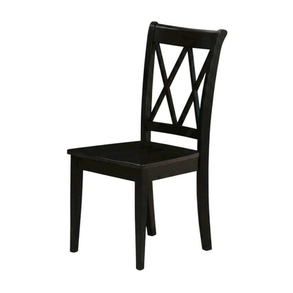Solid Wood Dining Chairs with Double Cross Back, Black, Set of 2