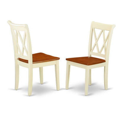 Wooden Dining Chair with Ladder Back for Kitchen and Dining Room, Set of 2