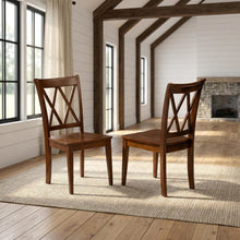 Solid Wood Dining Chair with Double X-Back for Kitchen and Dining Room, Espresso