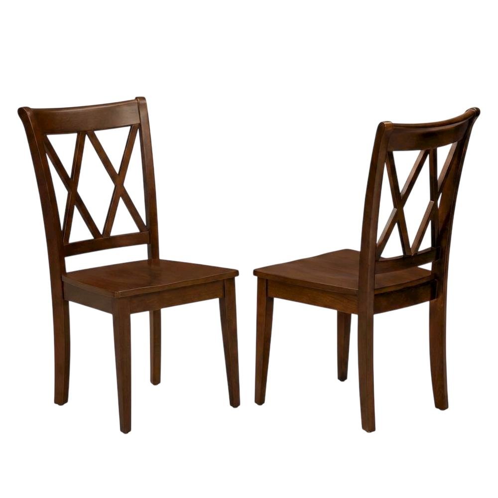Solid Wood Dining Chair with Double X-Back for Kitchen and Dining Room, Espresso