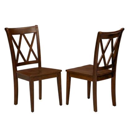 Solid Wood Dining Chair with Double X-Back for Kitchen and Dining Room, Espresso