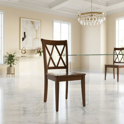Solid Wood Dining Chair with Double X-Back for Kitchen and Dining Room, Espresso