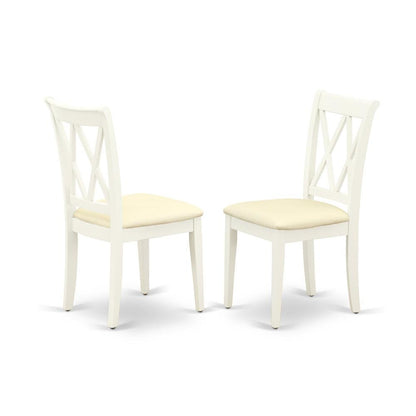 Upholstered Dining Chair with Solid Wood Legs for Dining Room, Linen White, Set of 2