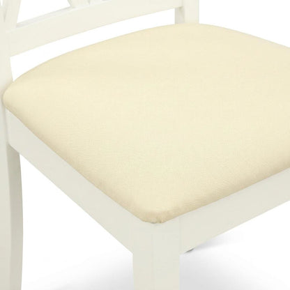 Upholstered Dining Chair with Solid Wood Legs for Dining Room, Linen White, Set of 2