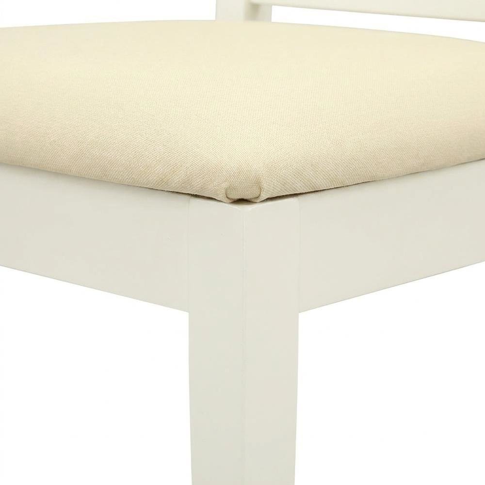 Upholstered Dining Chair with Solid Wood Legs for Dining Room, Linen White, Set of 2