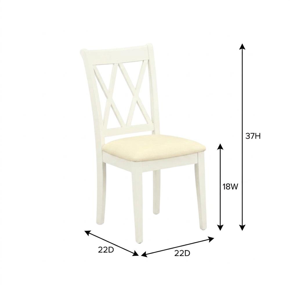 Upholstered Dining Chair with Solid Wood Legs for Dining Room, Linen White, Set of 2