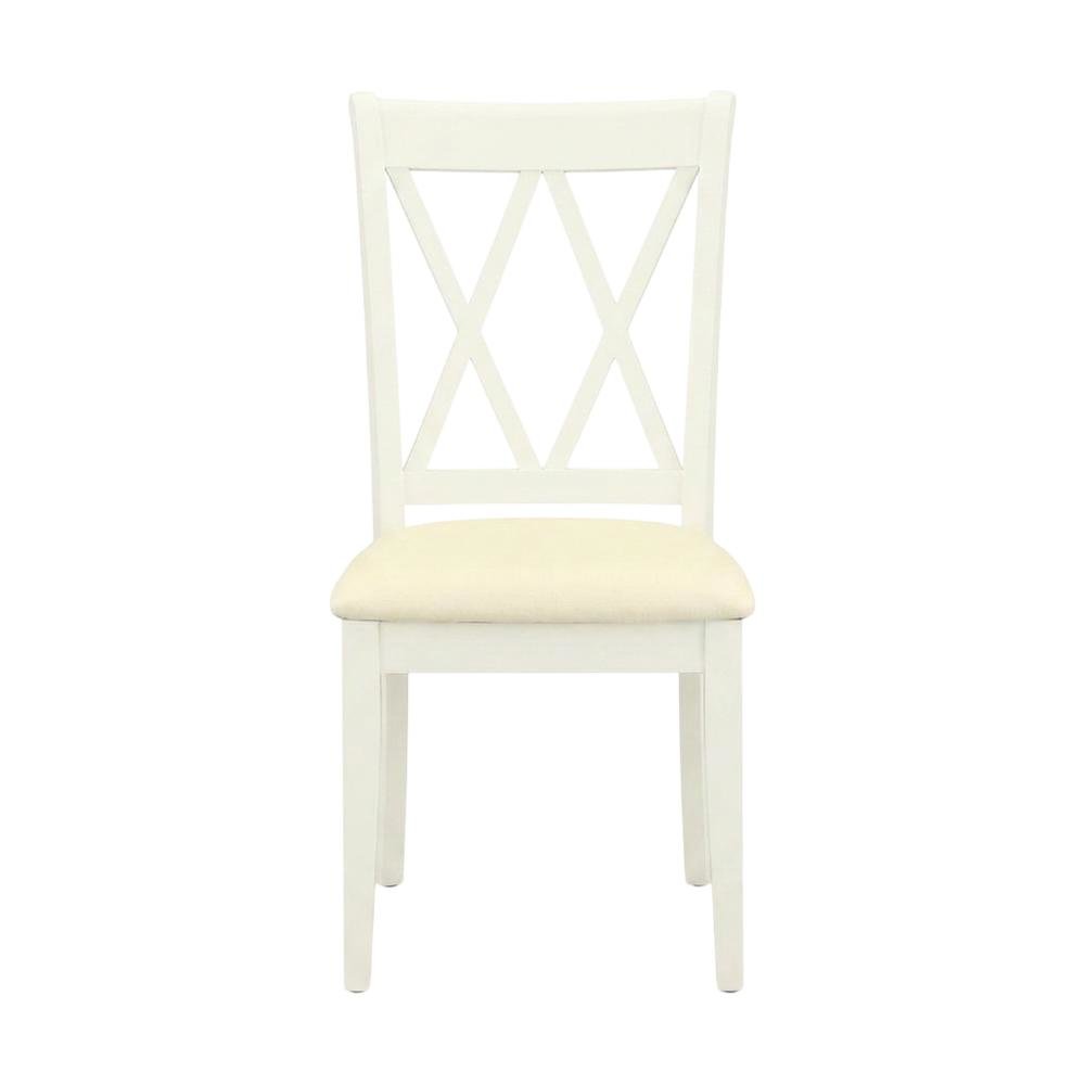 Upholstered Dining Chair with Solid Wood Legs for Dining Room, Linen White, Set of 2