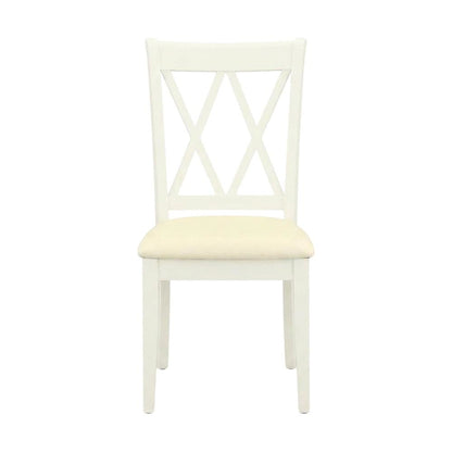 Upholstered Dining Chair with Solid Wood Legs for Dining Room, Linen White, Set of 2