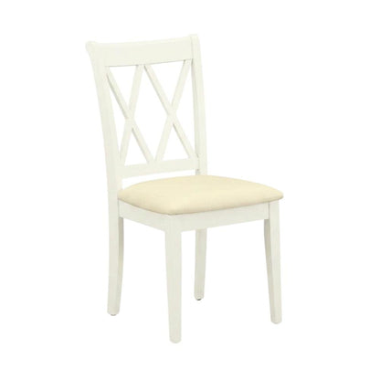 Upholstered Dining Chair with Solid Wood Legs for Dining Room, Linen White, Set of 2