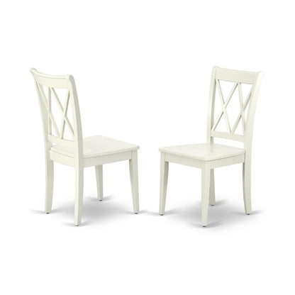 AMCL3-LWH-W 3 Piece Dining Room Set - 1 Pedestal Table and 2 Linen White Wooden Chairs - Linen White Finish