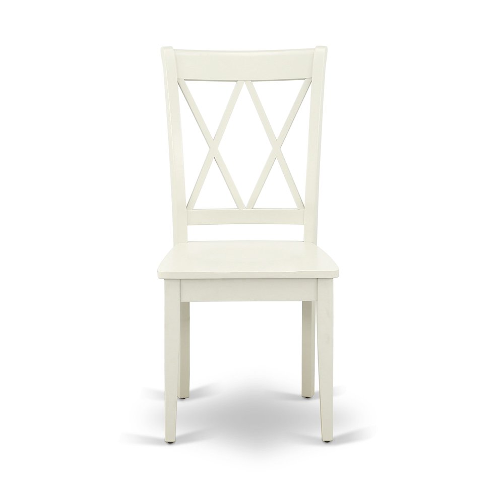 AMCL3-LWH-W 3 Piece Dining Room Set - 1 Pedestal Table and 2 Linen White Wooden Chairs - Linen White Finish
