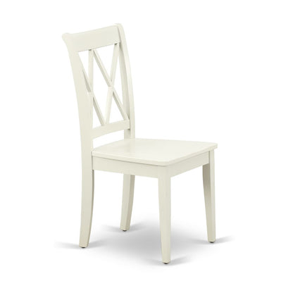 AMCL3-LWH-W 3 Piece Dining Room Set - 1 Pedestal Table and 2 Linen White Wooden Chairs - Linen White Finish