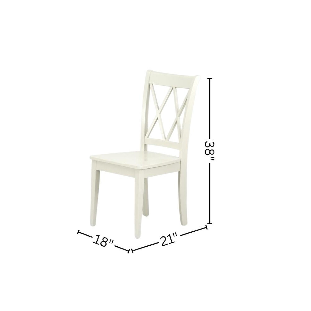 Linen White Dining Chair, Wooden Seat, Double X-Back, Set of 2, Solid Wood