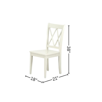 Linen White Dining Chair, Wooden Seat, Double X-Back, Set of 2, Solid Wood