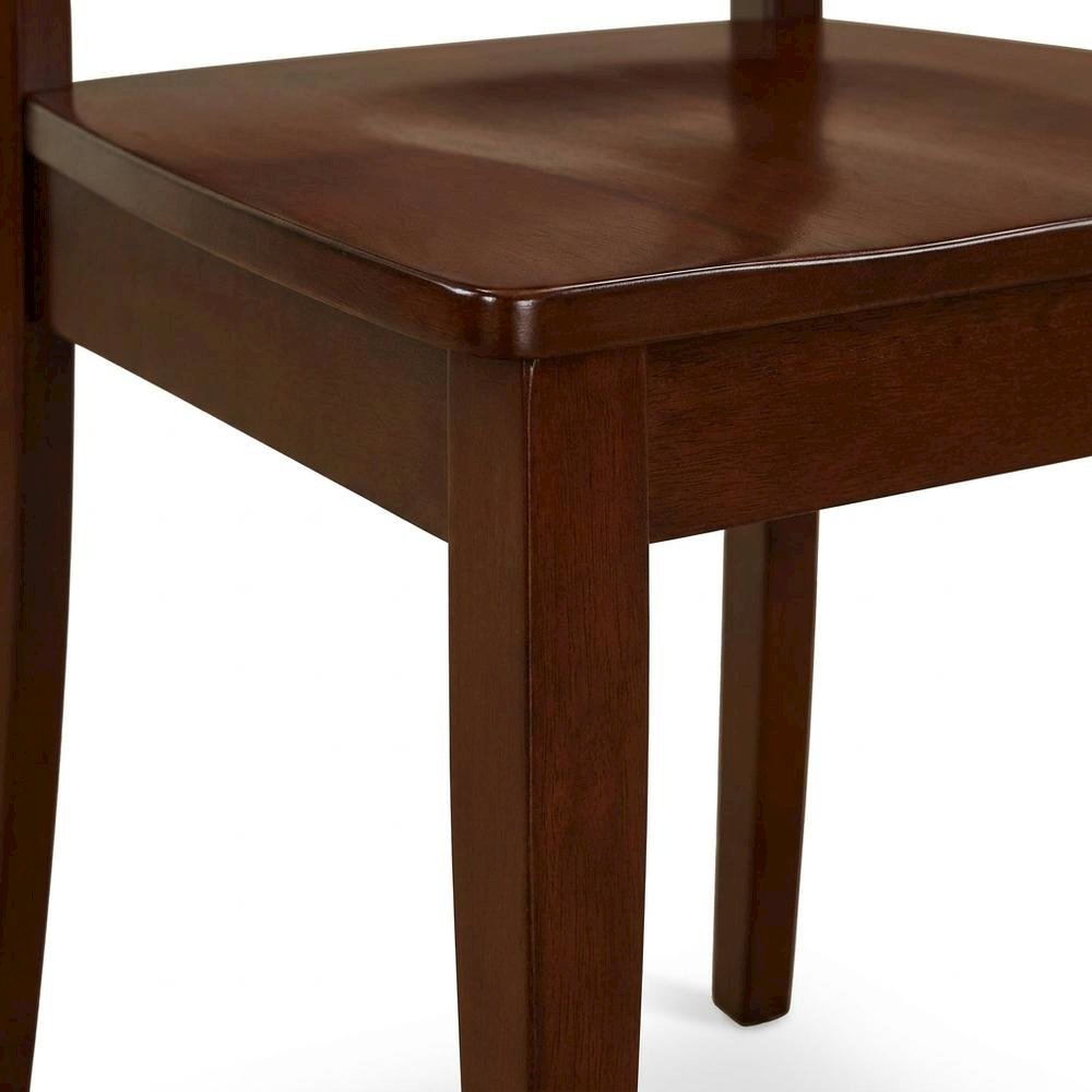 Solid Wood Dining Chairs with Double Cross Back, Mahogany, Set of 2