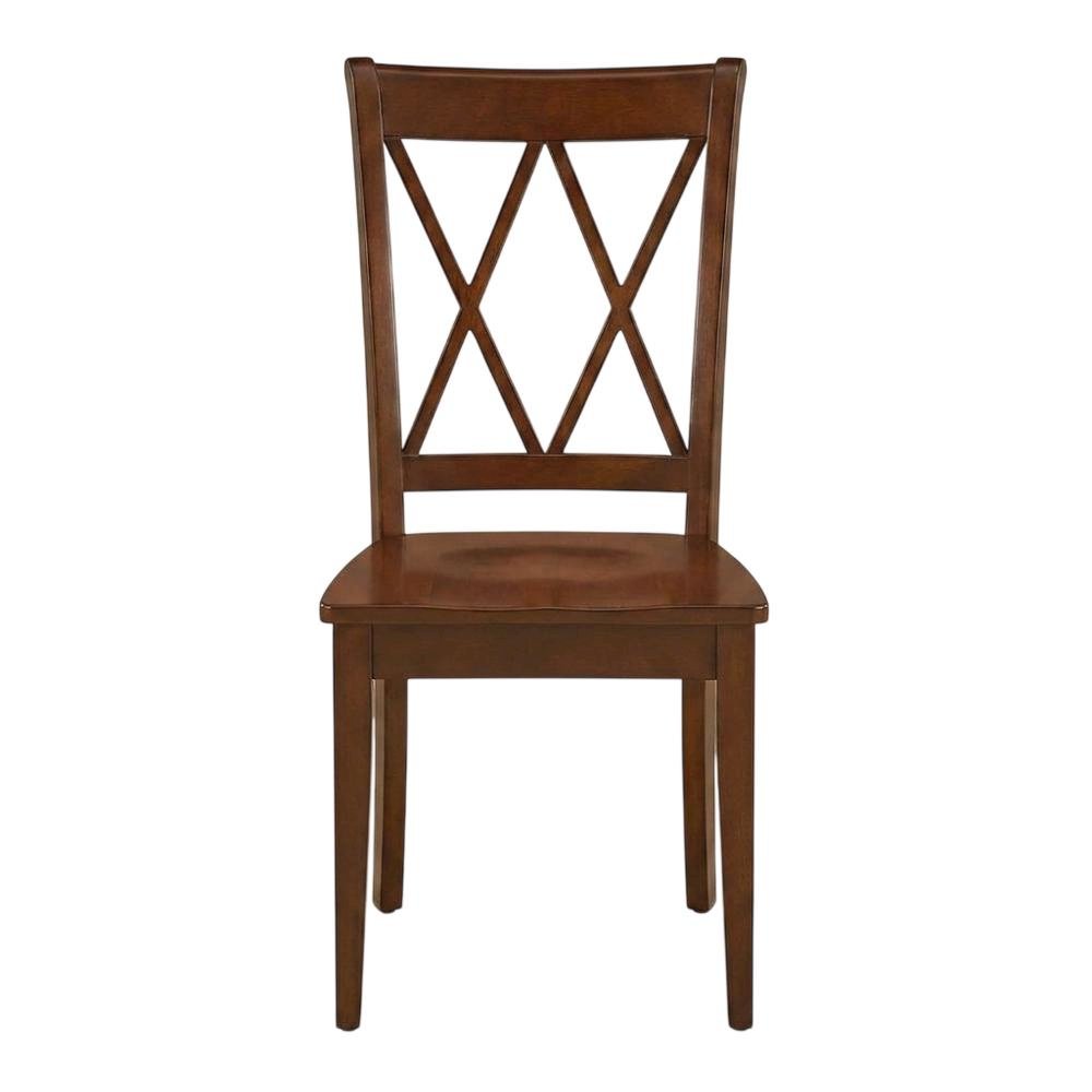 Solid Wood Dining Chairs with Double Cross Back, Mahogany, Set of 2