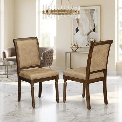 Solid Wood Modern Dining Chairs with High Back, Antique Walnut, Set of 2