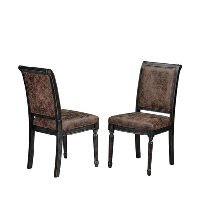 Solid Wood Mid-Century Modern Upholstered Dining Chairs, Set of 2